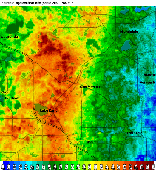 Zoom OUT 2x Fairfield, United States elevation map