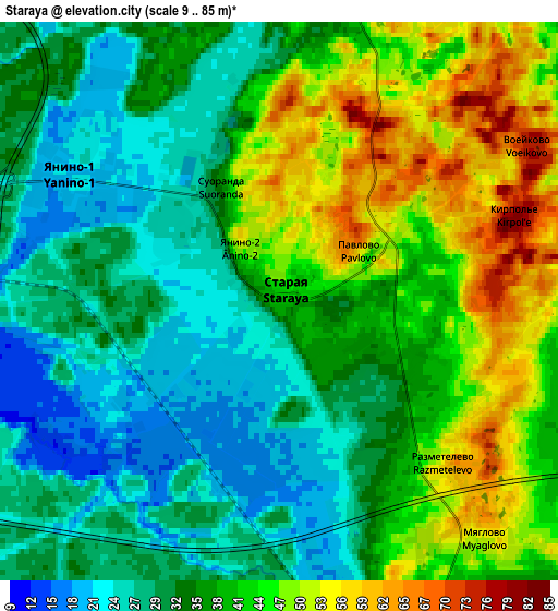 Zoom OUT 2x Staraya, Russia elevation map