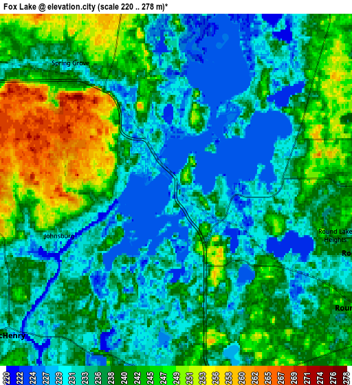 Zoom OUT 2x Fox Lake, United States elevation map