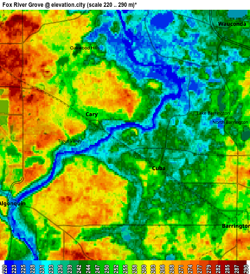 Zoom OUT 2x Fox River Grove, United States elevation map