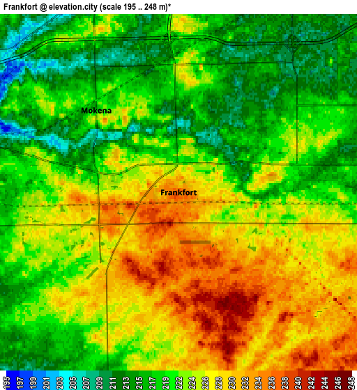 Zoom OUT 2x Frankfort, United States elevation map