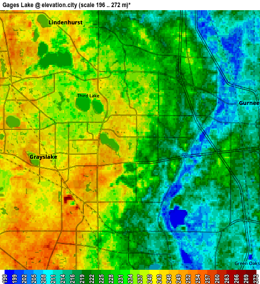 Zoom OUT 2x Gages Lake, United States elevation map