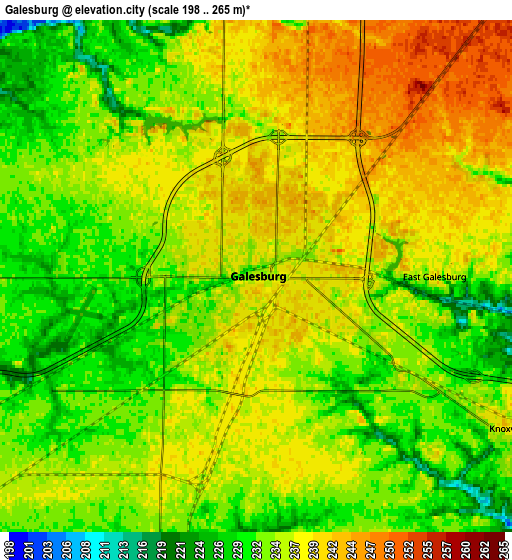 Zoom OUT 2x Galesburg, United States elevation map