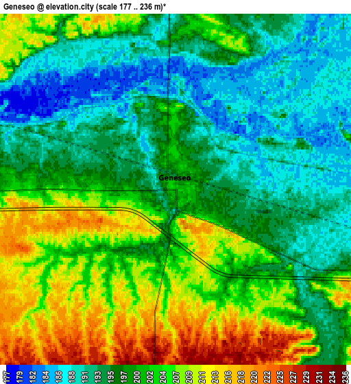 Zoom OUT 2x Geneseo, United States elevation map