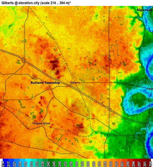 Zoom OUT 2x Gilberts, United States elevation map