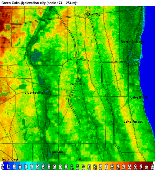 Zoom OUT 2x Green Oaks, United States elevation map