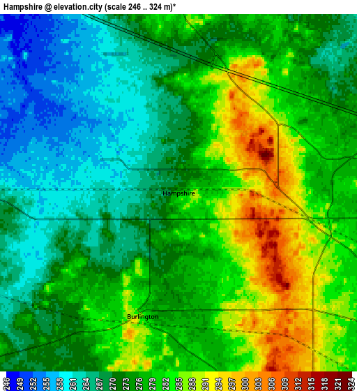 Zoom OUT 2x Hampshire, United States elevation map