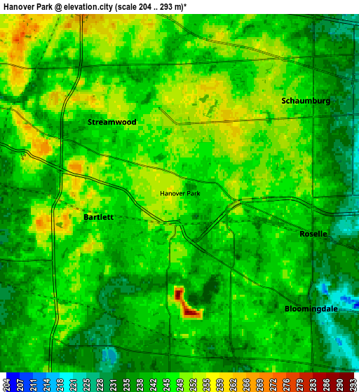 Zoom OUT 2x Hanover Park, United States elevation map