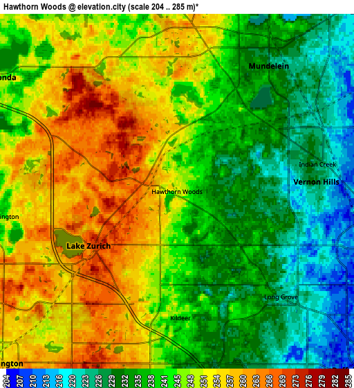 Zoom OUT 2x Hawthorn Woods, United States elevation map