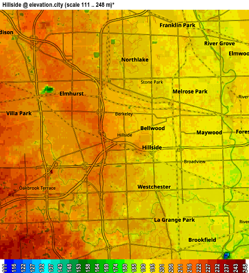 Zoom OUT 2x Hillside, United States elevation map