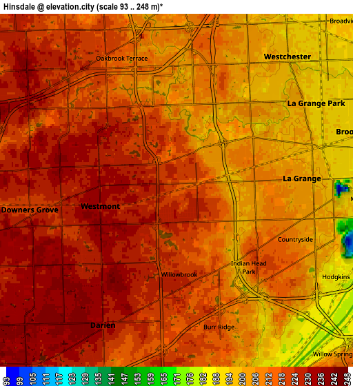 Zoom OUT 2x Hinsdale, United States elevation map