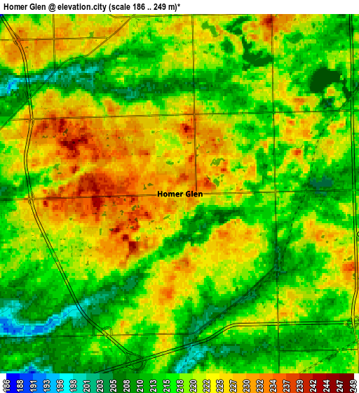 Zoom OUT 2x Homer Glen, United States elevation map