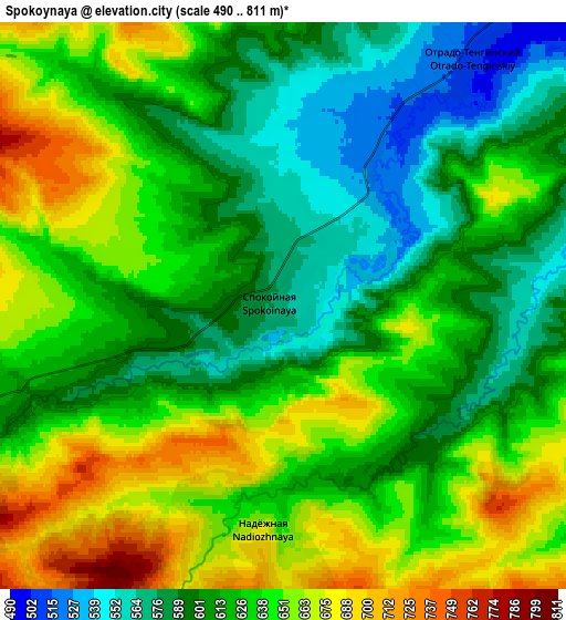 Zoom OUT 2x Spokoynaya, Russia elevation map