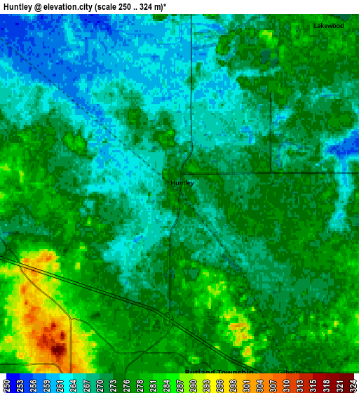 Zoom OUT 2x Huntley, United States elevation map