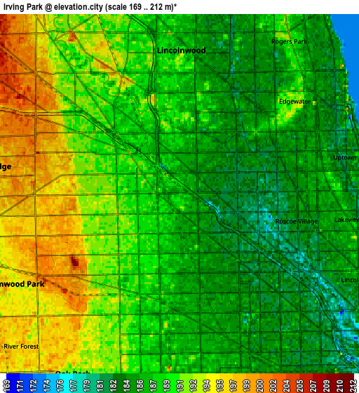 Zoom OUT 2x Irving Park, United States elevation map