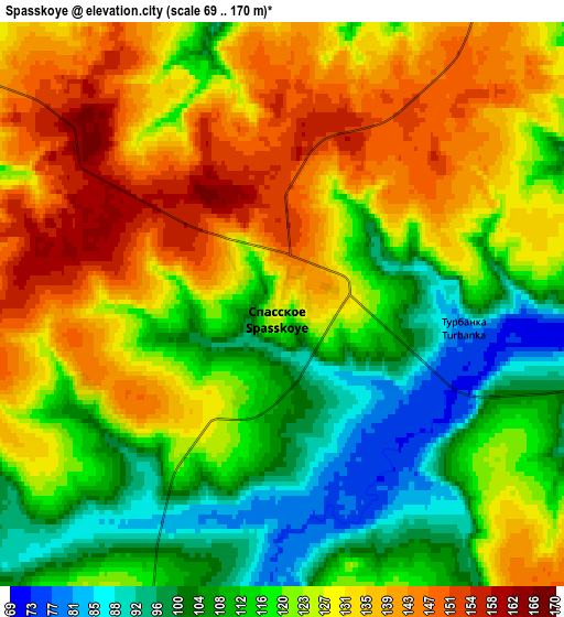 Zoom OUT 2x Spasskoye, Russia elevation map