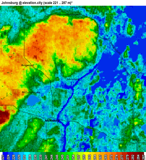 Zoom OUT 2x Johnsburg, United States elevation map