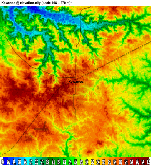 Zoom OUT 2x Kewanee, United States elevation map