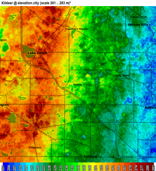 Zoom OUT 2x Kildeer, United States elevation map