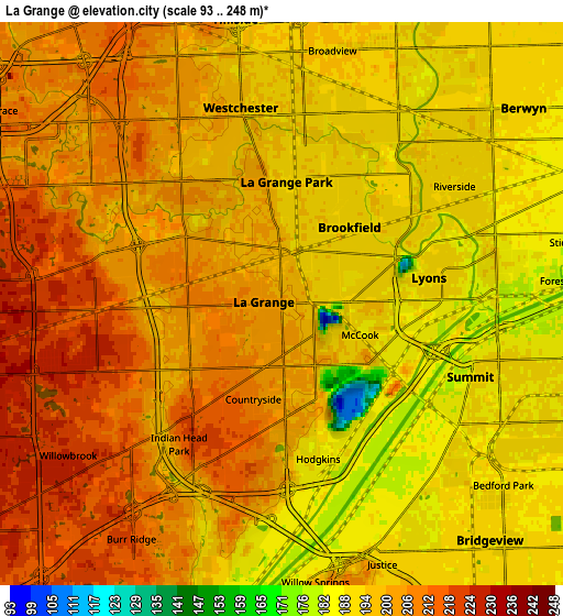 Zoom OUT 2x La Grange, United States elevation map