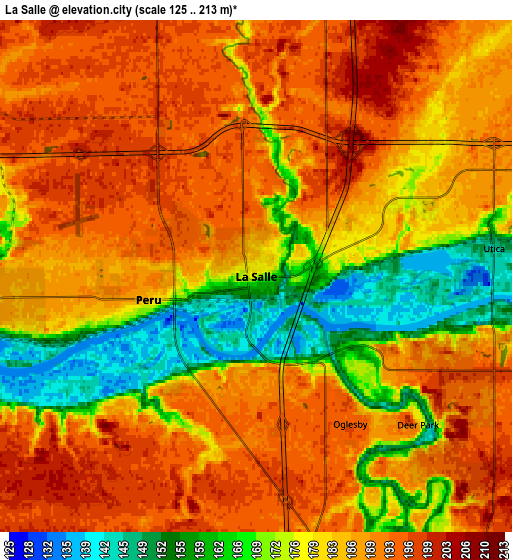 Zoom OUT 2x La Salle, United States elevation map