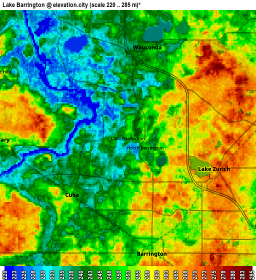 Zoom OUT 2x Lake Barrington, United States elevation map