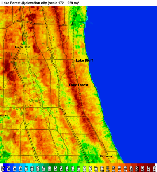 Zoom OUT 2x Lake Forest, United States elevation map