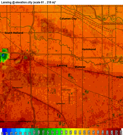 Zoom OUT 2x Lansing, United States elevation map