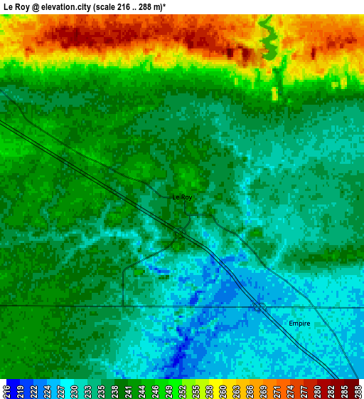 Zoom OUT 2x Le Roy, United States elevation map