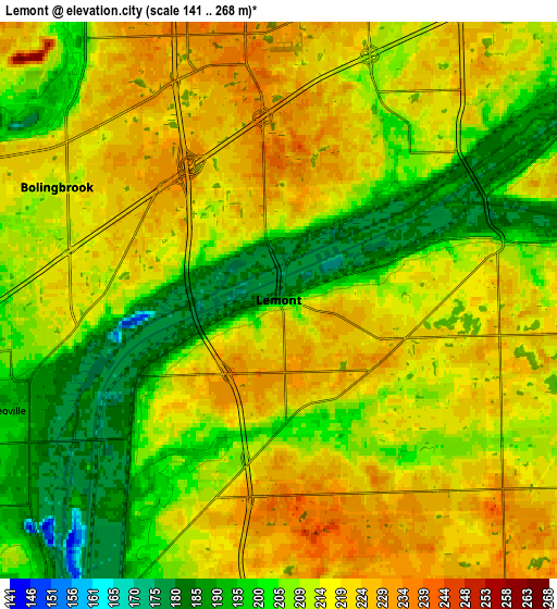 Zoom OUT 2x Lemont, United States elevation map