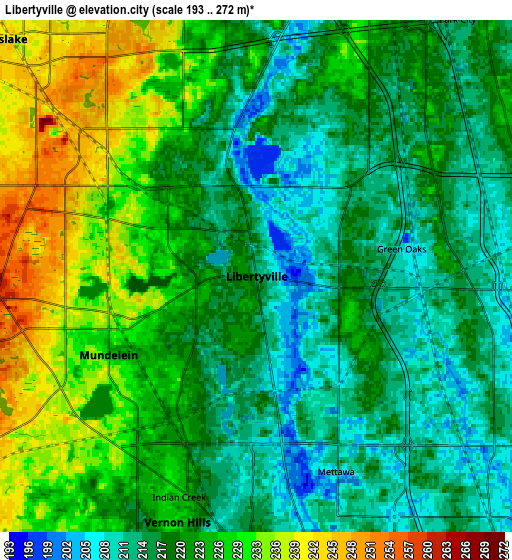 Zoom OUT 2x Libertyville, United States elevation map