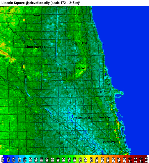 Zoom OUT 2x Lincoln Square, United States elevation map