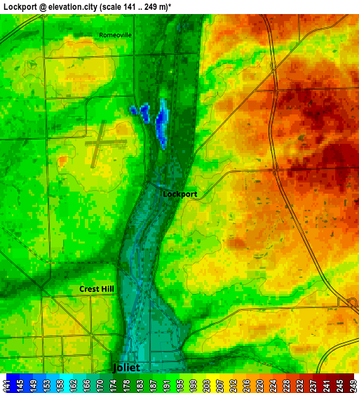 Zoom OUT 2x Lockport, United States elevation map