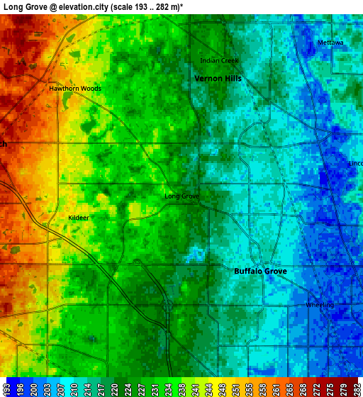 Zoom OUT 2x Long Grove, United States elevation map