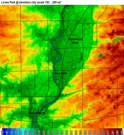 Zoom OUT 2x Loves Park, United States elevation map