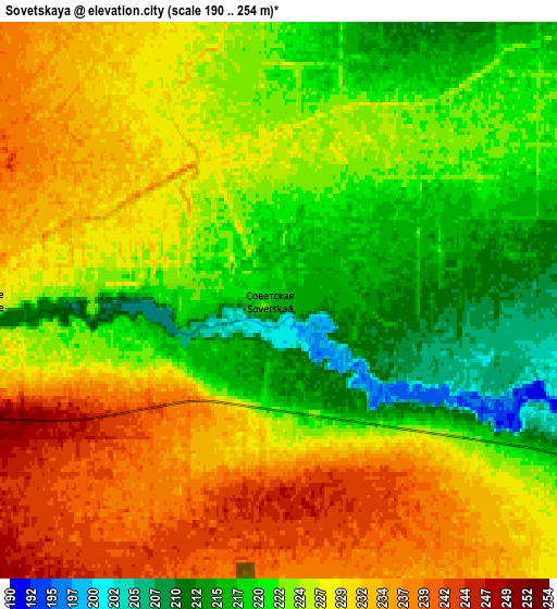 Zoom OUT 2x Sovetskaya, Russia elevation map