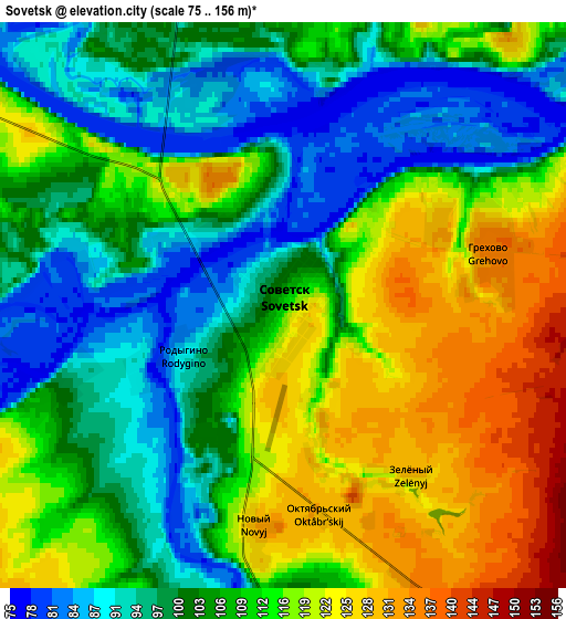 Zoom OUT 2x Sovetsk, Russia elevation map