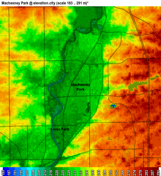 Zoom OUT 2x Machesney Park, United States elevation map