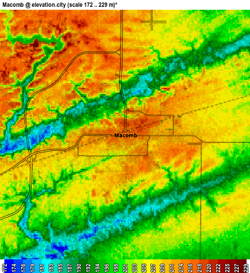 Zoom OUT 2x Macomb, United States elevation map