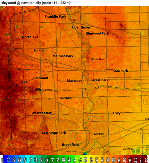 Zoom OUT 2x Maywood, United States elevation map