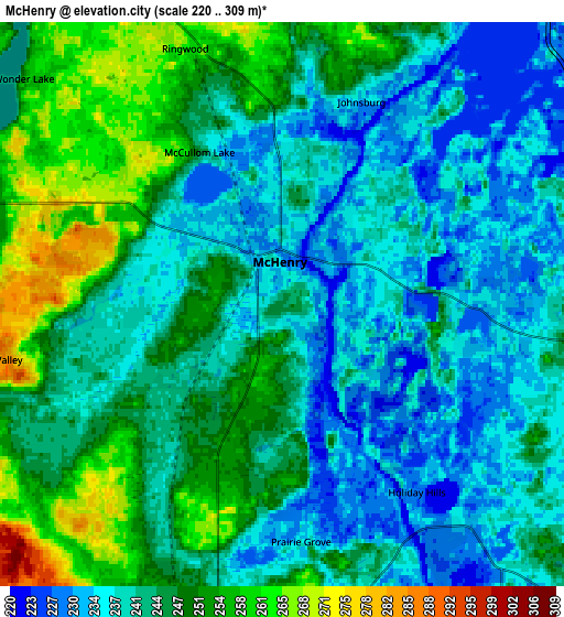 Zoom OUT 2x McHenry, United States elevation map