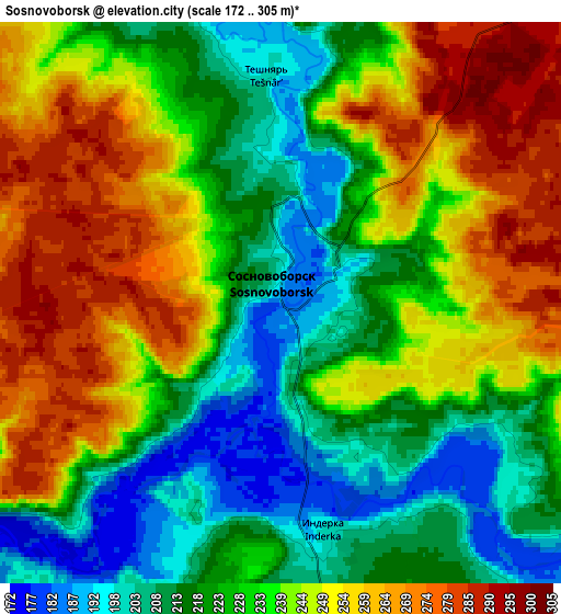 Zoom OUT 2x Sosnovoborsk, Russia elevation map