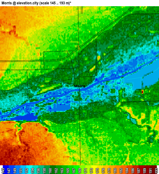 Zoom OUT 2x Morris, United States elevation map