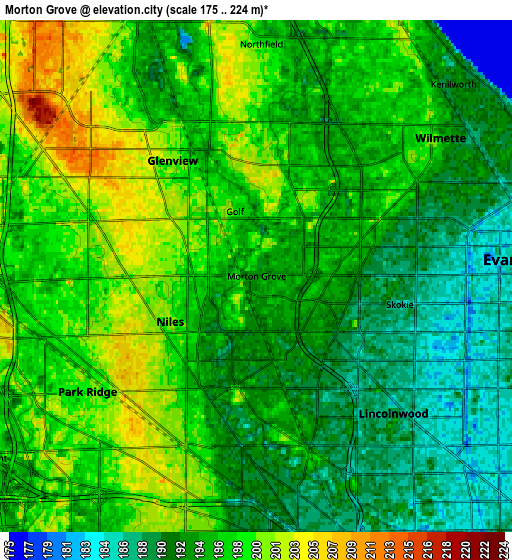 Zoom OUT 2x Morton Grove, United States elevation map