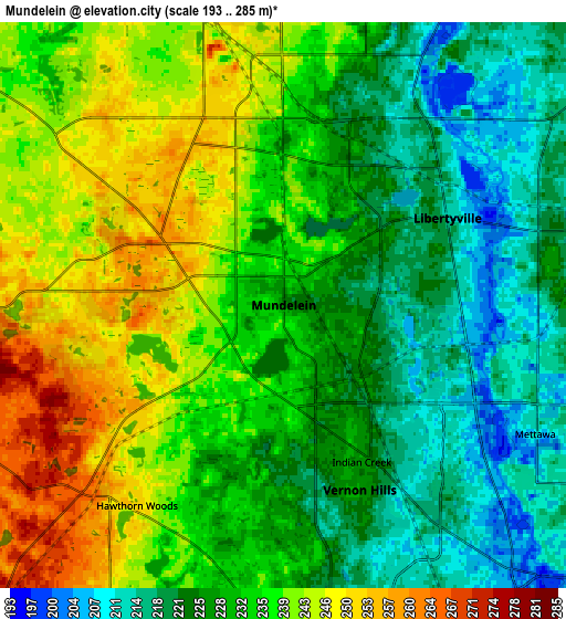 Zoom OUT 2x Mundelein, United States elevation map