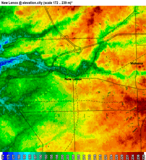 Zoom OUT 2x New Lenox, United States elevation map