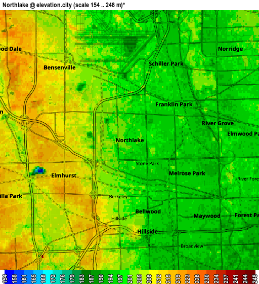 Zoom OUT 2x Northlake, United States elevation map