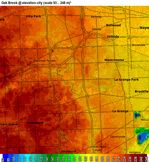 Zoom OUT 2x Oak Brook, United States elevation map