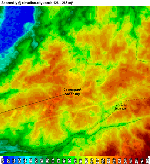 Zoom OUT 2x Sosenskiy, Russia elevation map