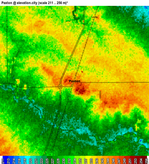 Zoom OUT 2x Paxton, United States elevation map